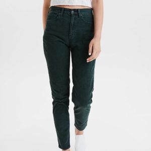 Dark Green AE Corduroy Mom Jeans